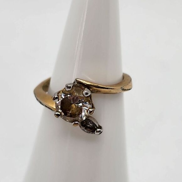 Vintage 10K GERSC Crystal & CZ Ring (6) - Picture 1 of 8